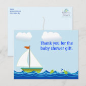 Zeilboot Baby shower Dank u Briefkaart (Voorkant / Achterkant)