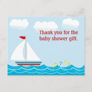 Zeilboot Baby shower Dank u Briefkaart