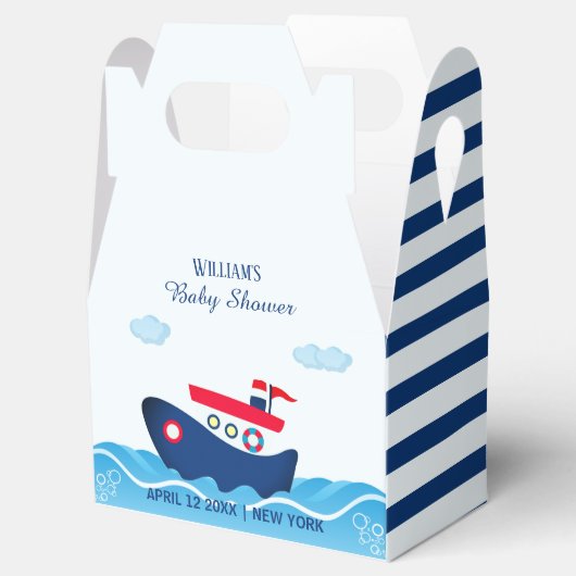 Zeilboot Baby shower gunstbox Bedankdoosjes (Geopend)