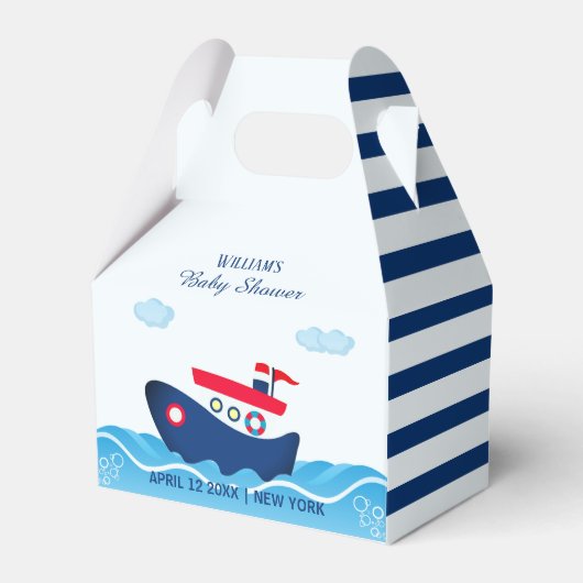 Zeilboot Baby shower gunstbox Bedankdoosjes (Voorkant Zijde)