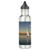 Zeilboot bij schemering Personaliseren met naam Waterfles (Links)