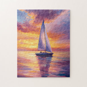 Zeilboot bij Sunset Painting Legpuzzel