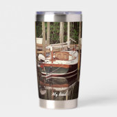  zeilboot bij Tropical Dock - Geïsoleerde Drinkbeker (Voorkant)