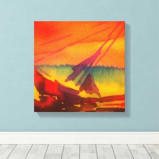 zeilboot bij zonsondergang canvas afdruk (Insitu (Houten vloer))