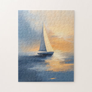 Zeilboot bij zonsondergang legpuzzel