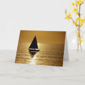 Zeilboot bij zonsondergang, sloep kaart (Gele Bloem)