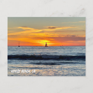 Zeilboot bij zonsondergang - Venice Beach, CA Briefkaart