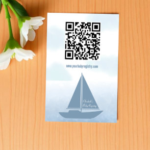 Zeilboot Blauw Aquarel Jongens Baby Shower Cadeau  Informatiekaartje