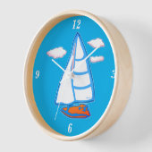 Zeilboot Blauw en Wit Nautische Wandklok (Hoek)