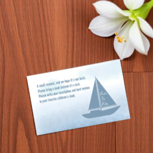 Zeilboot Blauwe Jongens Baby Shower Boeken Voor Ba Informatiekaartje