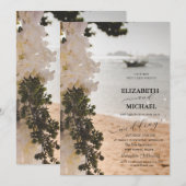Zeilboot Bloemen Script Strand Huwelijk Kaart (Voorkant / Achterkant)