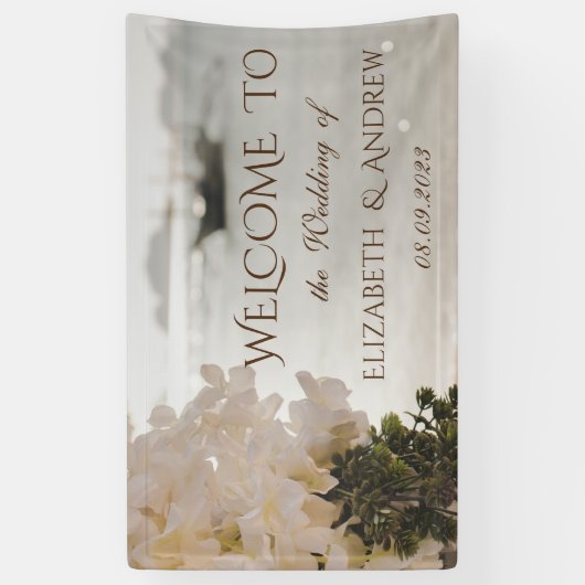 Zeilboot Bloemen Strand Bruiloft Banner (Verticaal)