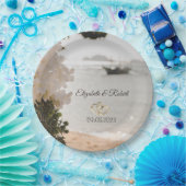 Zeilboot Bloemen Strand Bruiloft Papieren Bordje (Feest)
