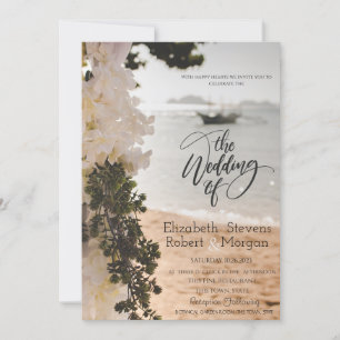 Zeilboot Bloemen Strand Bruiloft Uitnodiging