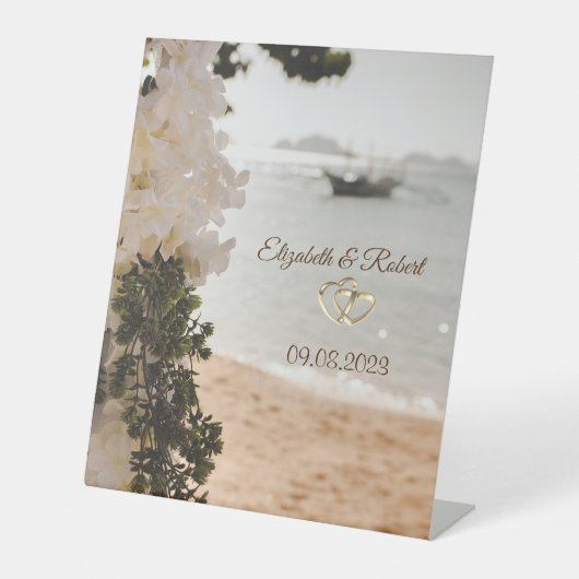 Zeilboot Bloemen Strand Reclamebord Met Voetstuk (Voorkant)