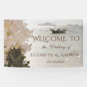 Zeilboot Bloemen Strand Trouwbanner Spandoek