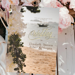 Zeilboot Chic Bloemen Strand Bruiloft Kaart