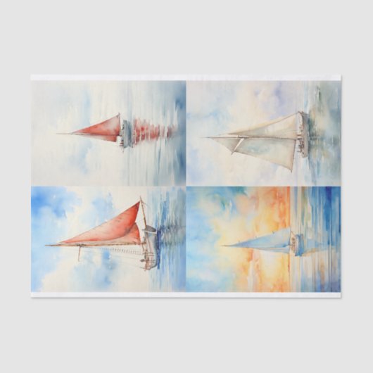 Zeilboot Collage 1 Decoupage papier (Voorkant)