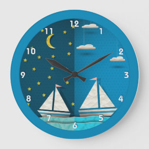 Zeilboot Day Night Clock Grote Klok