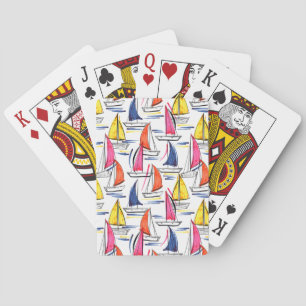 Zeilboot die het Nautical Summer Pattern-patroon v Pokerkaarten