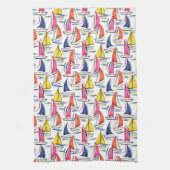Zeilboot die het Nautical Summer Pattern-patroon v Theedoek (Verticaal)