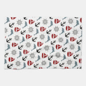 Zeilboot Dolphin Anchor Pattern marine en Red Theedoek (Horizontaal)
