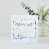 Zeilboot Douche uitnodiging (Staand voorkant)