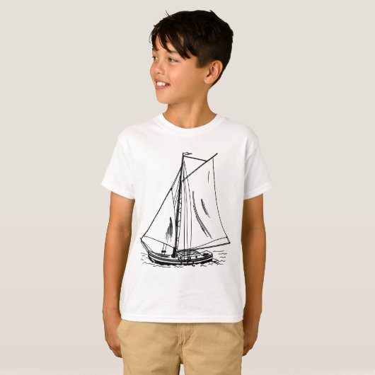 Zeilboot Drawing T-shirt (Voorkant volledig)