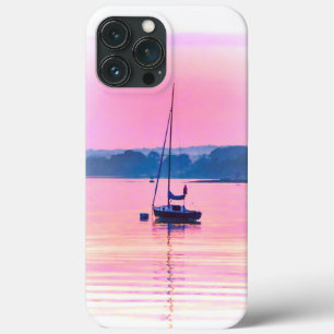 Zeilboot drijft vroeg in de ochtend licht. Hoesje- iPhone 13 Pro Max Hoesje