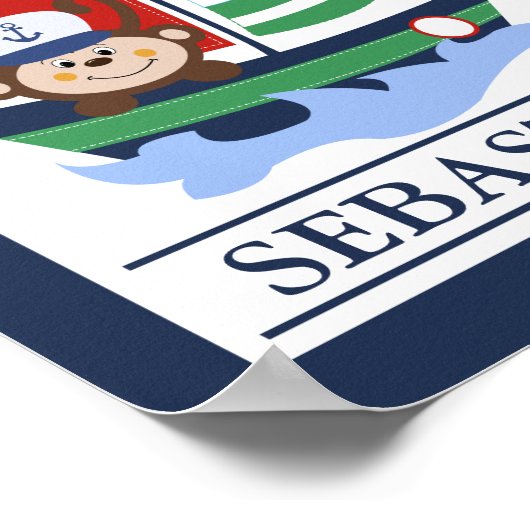 Zeilboot en aap Aangepaste wandkunst afdruk Poster (Hoek)