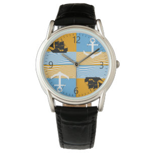 Zeilboot en ankerpatroon horloge