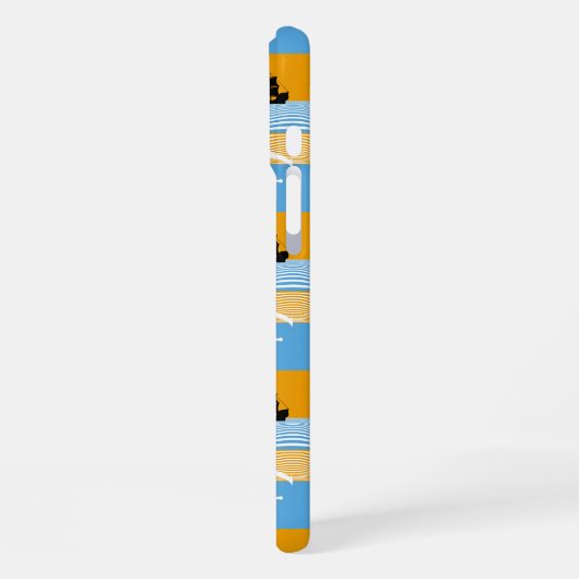 Zeilboot en ankerpatroon iPhone hoesje (Linkerkant)