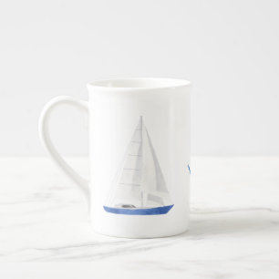 Zeilboot en Blauwe Anker Scheepvaart Porselein Kop