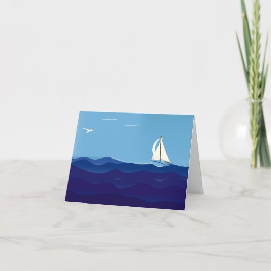 Zeilboot en Golven Blank Note Kaart (Voorkant)