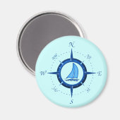 Zeilboot en kompas Roos Magneet (Voorkant / Achterkant)