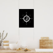 Zeilboot en kompas Roos Poster (Keuken)