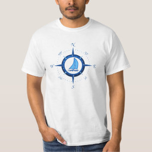 Zeilboot en kompas Roos T-shirt