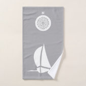 zeilboot en kompas - zilveren kleurbadhanddoekset bad handdoek (Handdoek)