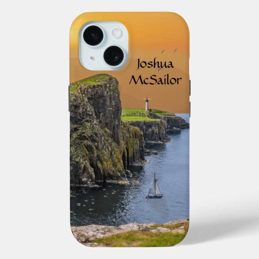 Zeilboot en vuurtoren Personaliseren naam Case-Mate iPhone Case (Achterkant)