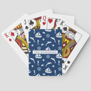 Zeilboot- en zeebeschermingspatroon pokerkaarten