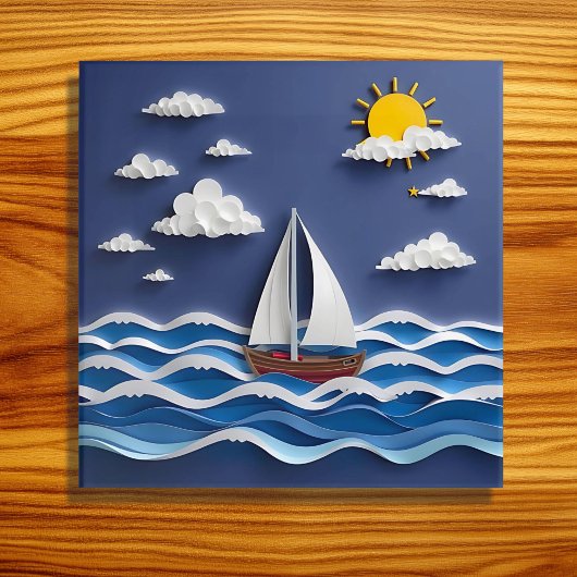Zeilboot en Zonneschijn | Papier Quilling  Poster