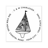 Zeilboot gepersonaliseerd adres  zelfinktende stempel (Design)