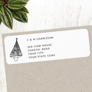 Zeilboot gepersonaliseerd retour adres etiket