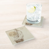 zeilboot glazen onderzetter (Schuin)