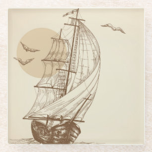  zeilboot glazen onderzetter