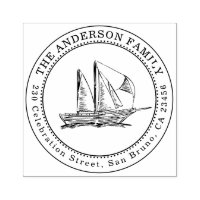 Zeilboot illustratie Familienaam & Retouradres