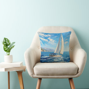 Zeilboot Impasto Schilderij Kussen