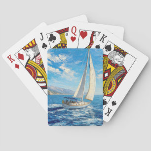 Zeilboot Impasto Schilderij Pokerkaarten