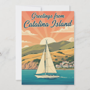Zeilboot in Avalon Catalina Island, Californië Feestdagenkaart