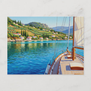 Zeilboot in Corfu Griekenland Reizen Briefkaart